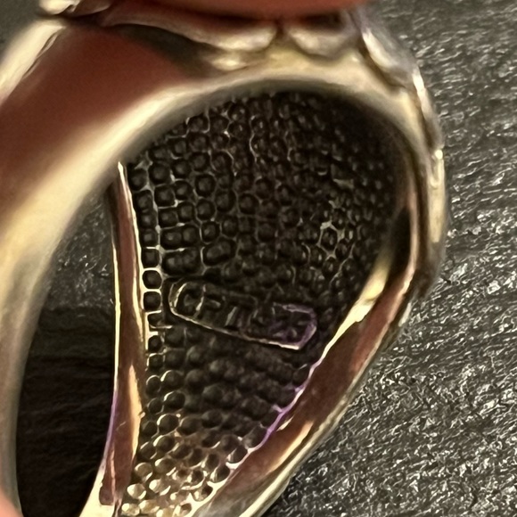 Vintage Sterling Silver and Abalone Paisley Inlay Statement Ring Size 10.5 - Picture 9 of 16